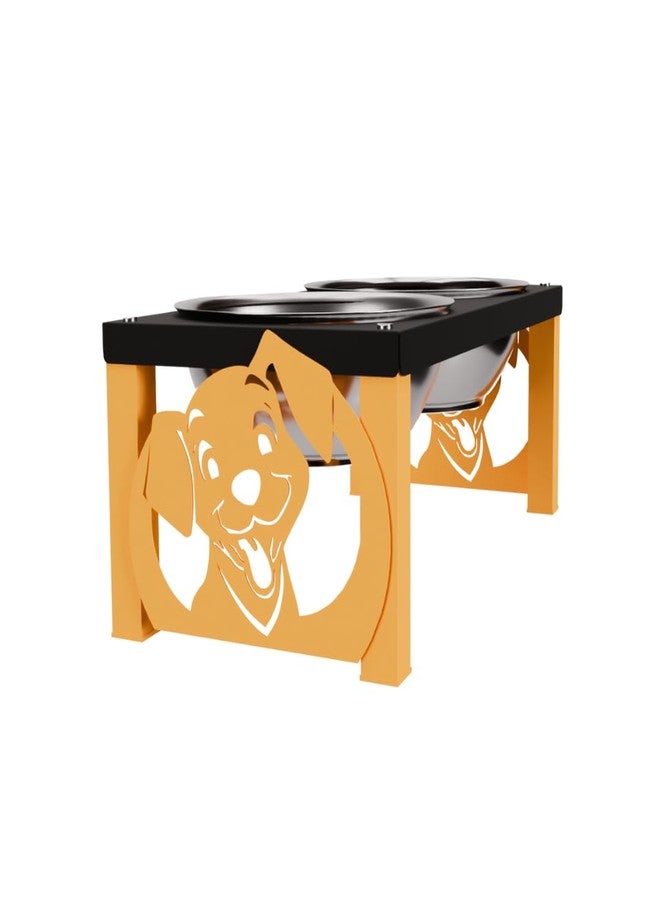 كوجو وعاء طعام COGO Frosty للحيوانات الأليفة | وعاءان من الفولاذ المقاوم للصدأ (سعة كل منهما 800 مل) | أوعية طعام مرتفعة للكلاب والقطط متوسطة وكبيرة الحجم | 5.5 × 7.5 × 15 بوصة | إطار معدني قوي وثابت | اللون: برتقالي - Image 1